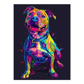 Fabioyar Diamond Art Kits for Adults - Frameless Neon Pop Art Pitbull 5d Diamond Painting Kits for Adults Beginners for Home Wall Decor 12 X 16 Inch