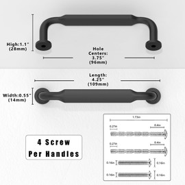 Asimerdeco 10 Pack Matte Black Cabinet Pulls 3.75 Inch(96mm) Kitchen Cabinet Handles Solid Zinc Alloy Cabinet Hardware Drawer Pulls
