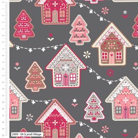 The Craft Cotton Co - Scandi Village Christmas Cotton Print Fabric by 0.5Metres 110cm Wide 100% Cotton for Crafts, Quilting, Sewing, Dressmaking