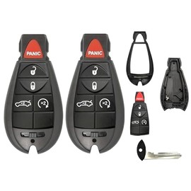 2 New Keyless Entry 5 Buttons Remote Start Car Key Fob Fobik Shell / CASE M3N5WY783X, IYZC01C for Chrysler 300 Challenger Charger Durango Grand Cherokee - (No Electronics or Chip Inside)