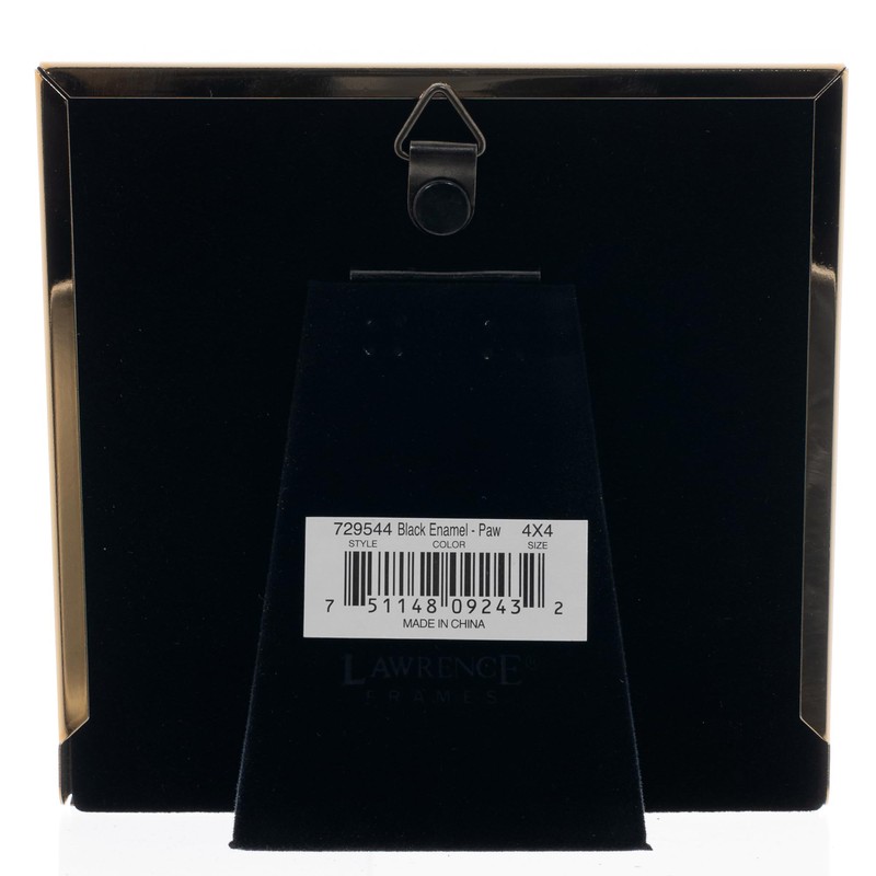 4x4 Black Enamel on Gold Metal Frame - Dog Paw
