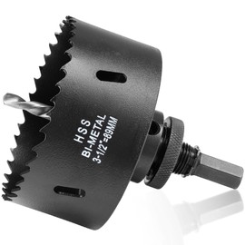 3 1/2 inch Hole Saw Drill Bit for Metal and Wood, M42 Bi-Metal Hole Cutter with 1.5” Cutting Depth for Plywood, Fiberglass, Acrylic, Drywall and Sheet Steel