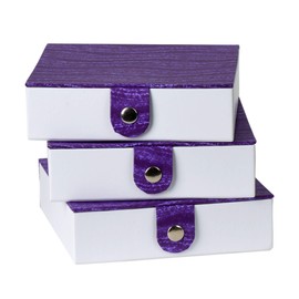 Purple Gift Box with Snap Closure (3 Pack) - 5.9“X5.9“X1.8” Jewelry Box, Storage Display Organizer Cardboard Chrome Button Boxes Great for Birthday, Anniversary, Wedding Gifts