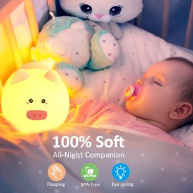 Elec3 Night Light for Kids,Cute Silicone Baby lamp, Dimmable Light up Piggy, Nursery Night lamp,Rechargeable Piggy Nightlight, Bedside Lamp for Breastfeeding