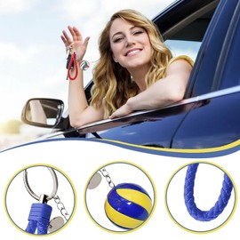 Pack of 2 Volleyball Keyrings, Key Fob with Leather Rope, Volleyball Children's Birthday Party Bag Keychain, Volleyball Key Holder for Sports, Souvenir, Toy, Party Gifts, multicoloured