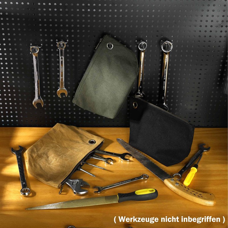 Heavy Duty 16oz Waxed Canvas Tool Storage Bags, Standable One-Piece