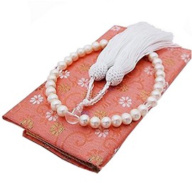 [enyapearl] Genuine Pearl Mala 念珠 7.5 mm ~ 8 mm Freshwater Pearl Pearl Color White Works With All Denominations 念珠 Exclusive Case with Tassels Pearl Mala 7.5 