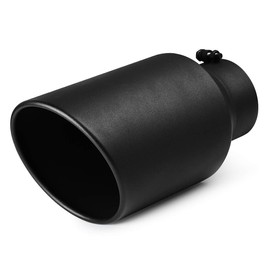 A-KARCK Exhaust Tip 5 Inch Inlet, 5” Inlet 8” Outlet 15” Long Black Coated Finish Muffler Tip For Truck Tailpipe, Stainless Steel Rolled Edge