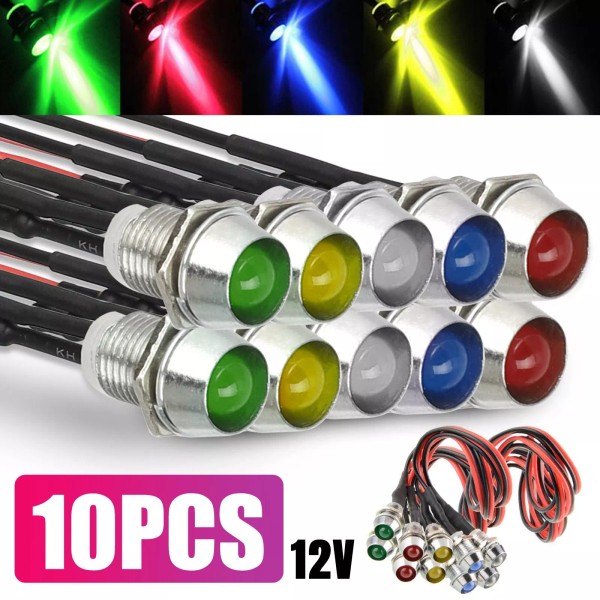 EEEKit 10X Car Boat Indicator Light 12V 8mm LED Pilot