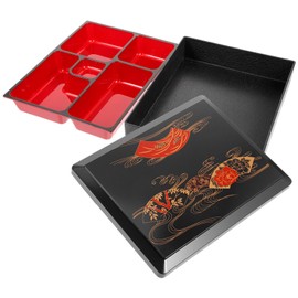 DECHOUS Japanese Bento Sushi Box Divided Sushi Sashimi Plate with Lid Plastic Candy Snack Storage Box for Home Restaurant