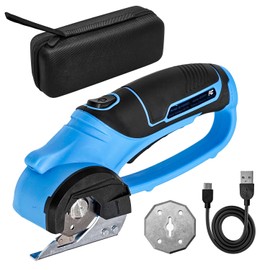 Socpuro Cordless Electric Scissors, 5V Cardboard Box Cutter, Rechargeable Rotary Cutter with LED Light for Box Fabric Plastic Crafting
