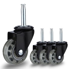 NERILEE 2" Rubber Caster Wheels, casters Set of 4 Black casters 5/16" x 1 1/2" (7.9 x 38mm) Wheels Pole with Sleeve for Shop Vac Wet Dry Vacuums Caster, Furniture（Set of 4 Heavy Duty）