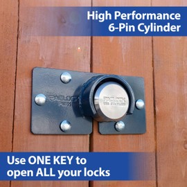 PACLOCK's UCS-7S/811 Hasp and Puck Combo Kit, Stainless Steel Body, Grey Hasp, High Performance 6-Pin Cylinder, One Lock Keyed to a Number U-Pick! w/ 2 Keys, No Backplates