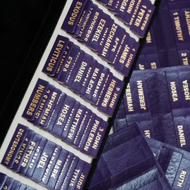 UPAFEXXI- Leather Bible tabs, Bible Tabs for Women and Men, Bible Tabs for Study Bible, 80 Bible Index Book Tabs in Total, 66 Bible Tabs for Old and New Testament, Additional 14 Blank tabs(Purple)