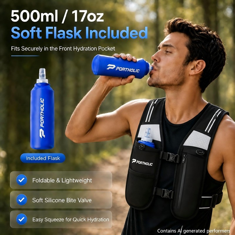 PORTHOLIC Hydration Running Vest for Women Men, Adjustable Hydration Vest