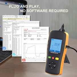 Tzone RTD Thermometer Temperature Data Logger USB with PT100 Probe, Digital Temp Recorder -160℃ to 300℃ Low and High Temp Logger with 61440 Recordings, Sound Alarm, Calibration for Lab Freezer HVAC