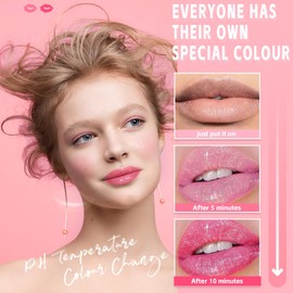 Likesing Lip Oil Gloss Glitter Lipsticks Colour Changing Temperature Sensitive Colour-Changing Lipstick Black Lip Gloss Set Lip Plumper Balm Lipstick 24 Hours Girls Gift