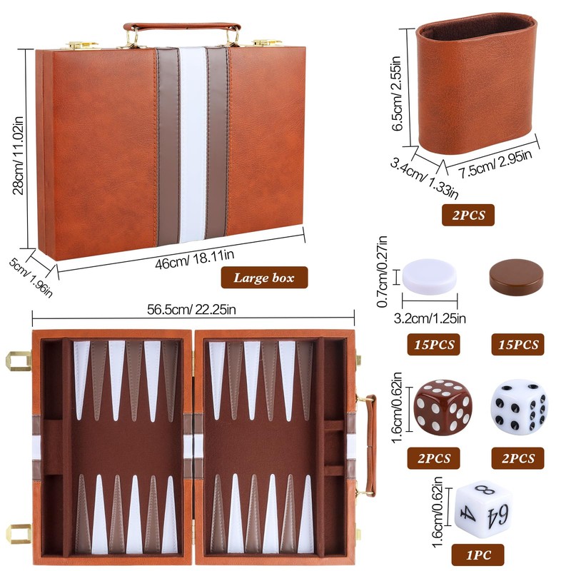 RERIVER Backgammon Set 2 Players Classic Backgammon Sets for Adults
