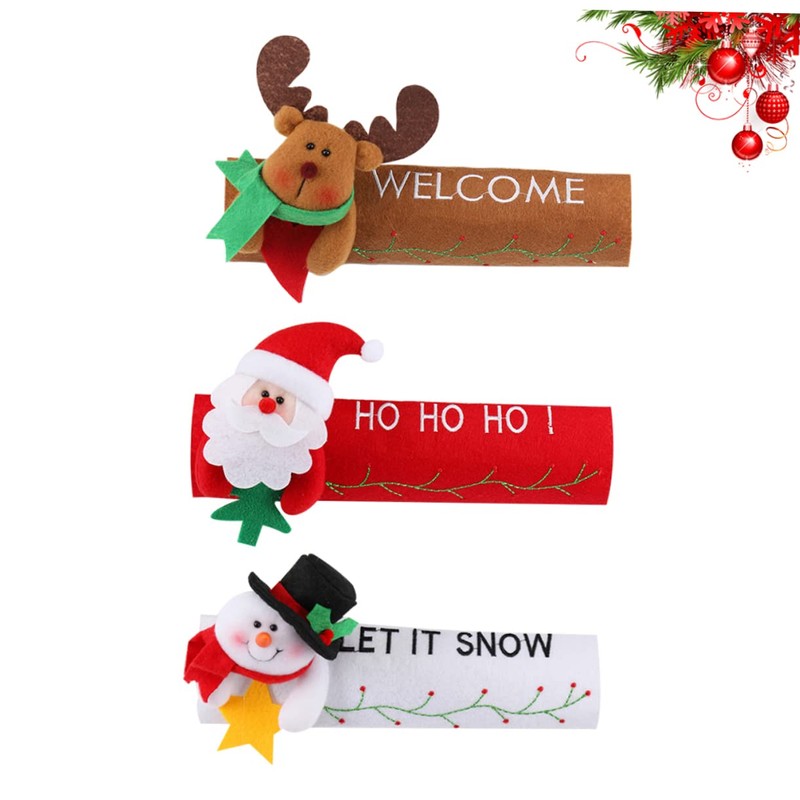 CORHAD Santa Snowman Elk Christmas Decor 3 Pieces Fabric Refrigerator