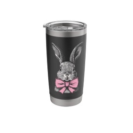 Bunny Rabbit Pink Coquette Bow Dainty Ribbon Cute Easter Stainless Steel Insulated Tumbler