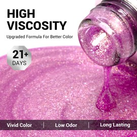 MelodySusie Pink Glitter Gel Nail Polish,0.5fl oz Soak Off UV LED Translucent Jelly Purple Shimmer Pink Gel Polish Gift for Women Nail Art Manicure Salon DIY Nail Design Decoration at Home-A1708