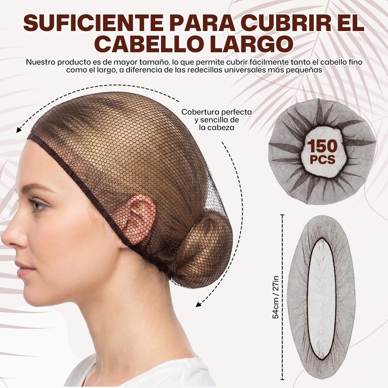 150pzs Red para Cabello, Red de Pelo Tejida,Gorros Malla cofias