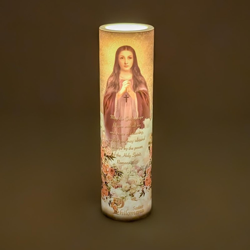 THE SAINTS COLLECTION St Philomena, LED Flameless Devotional Prayer Candle