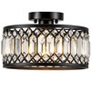 Zlepmlla Crystal Black Ceiling Light, Modern Semi Flush Mount Ceiling