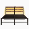 Full Size Metal Platform Bed Frame w/LED Headboard & USB