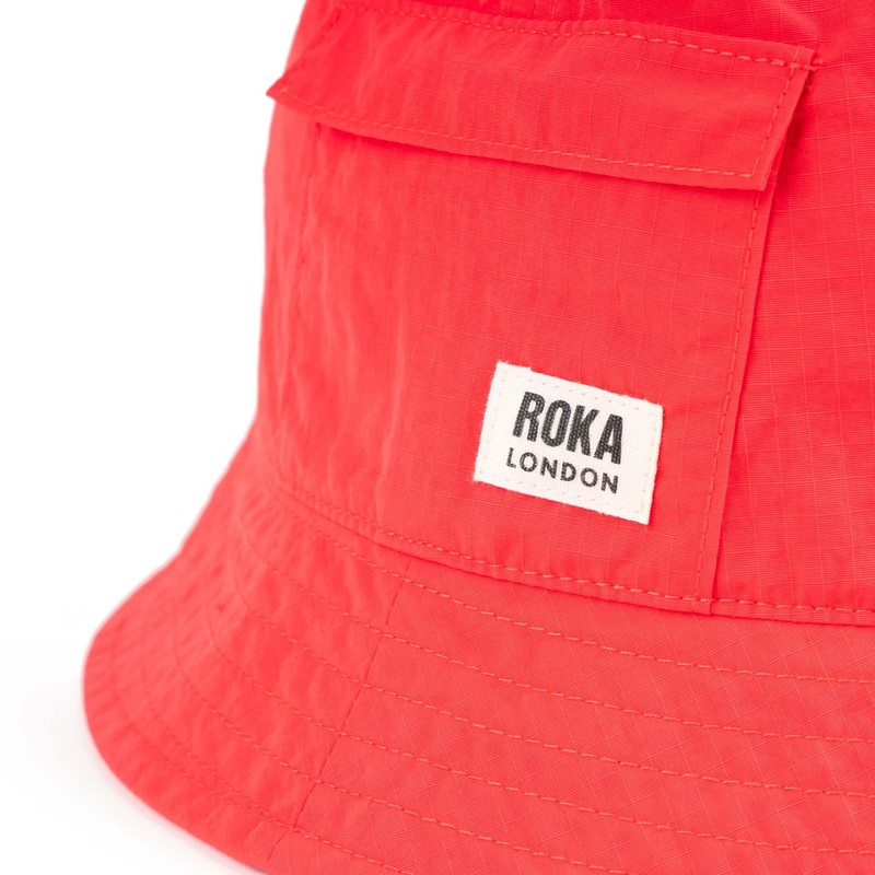 ROKA London Bedford Recycled Nylon Hat with Chin Cord, Poppy