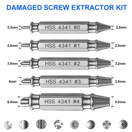Damaged Screw Extractor Set 6 PCS Screw Extractor Set Stripped Screw Extractor Stripped Screw Removal Tool Titanium Damaged Screw Extractor Set for Stripped Screws & Drill Bit Tools Gifts for Men