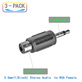 ZJKJHJY 3.5mm Male to RCA Female Audio Adapter, 3-Pack, 21mm Length, Stereo Connector