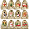 72Pcs Christmas Burlap Gift Bags with Drawstring Christmas Linen Treat
