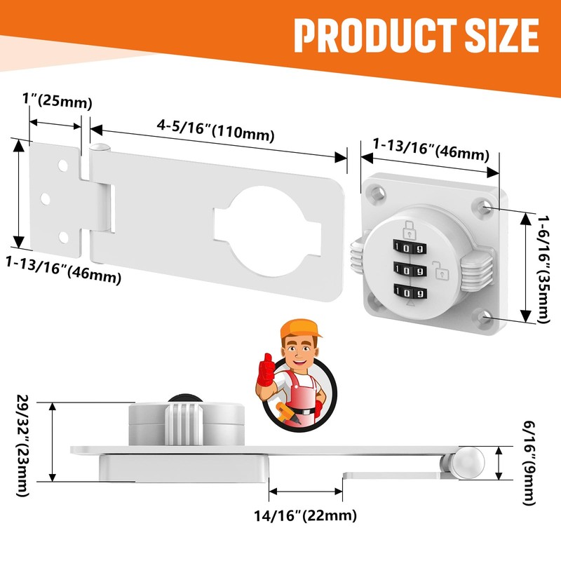 Keyless Cabinet Lock with Combination, Locker Code Lock with 3-Digit
