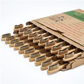 paeyaer 20 Count Bamboo Toothbrushes (Soft+Medium), Natural Wood Toothbrush Bulk, Eco-Friendly, BPA Free, Biodegradable & Compostable Charcoal Wooden - Reusable Travel Toothbrushes