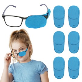 8pcs Kids Eye Patches for Glasses, Reusable Soft Eyepatch, Cartoon Design, for Lazy Eye Amblyopia Strabismus Treatment, Comfortable Breathable Material (Blue)