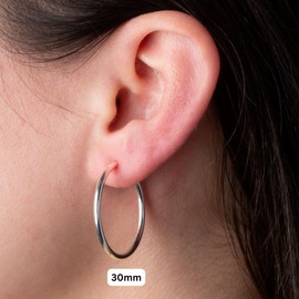 Clip On Spring Hoop Earrings for Non-Pierced Ears (30mm, Red)