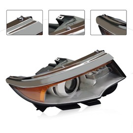 CUBELLIN For 2011-2014 Ford Edge Headlight Assembly Halogen Replacement Headlamp with Bulb Black Housing Passenger Side BT4Z13008A (Right)