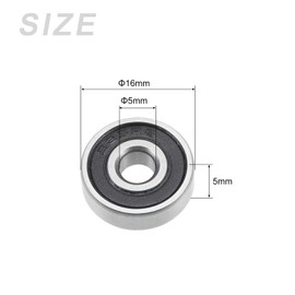 METALLIXITY Deep Groove Ball Bearings (625-2RS, 5mm x 16mm x 5mm) 5Pcs, Chromium Steel Double Sealed Industrial Bearings - for Industrial Micro Motor