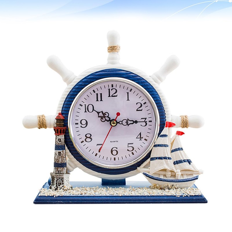 GRIRIW 1Pc Nautical Style Silent Clock Artistic Sailboat Design for
