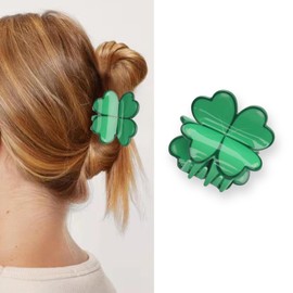 St. Patrick's Day Hair Claw Clips Green Shamrock Hair Clip Lucky Clover Hair Jaw Clip Strong Hold Nonslip Hair Clamp St. Patrick's Day Hair Claws For Thin Thick Hair Irish Hair Accessories for Women