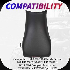 HECASA Complete Seat Compatible with 2005-2025 Honda Recon TRX250 TRX250TE TRX250TM ATV Seat Replacement for 77100-HM8-B40ZA 7100-HM8-B80ZA 77100-HM8-B00ZA Black Leather