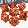 ORIFANTOU Metal DND Dice Set with Box, Golden Red Tree