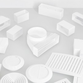 KOTARBAU® Deflection Piece 90° for Ventilation Duct 204 x 60 mm Plastic Transition Piece Diameter 125 mm White Duct Connector Duct Elbow Exhaust Air Supply Air Duct Connector for Flat Duct Round