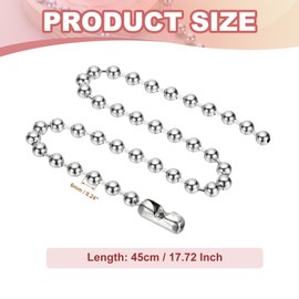 PATIKIL Silver-tone Beaded Chain Necklace, Titanium Steel 6mm Bead Ball Chain Necklace Y2K Punk Necklace for Women and Men Jewelry Gift, 17.72 Inch Length