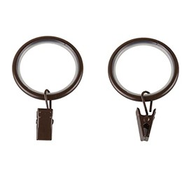 Rod Desyne 1-1/4 inch Noise-Canceling Curtain Rings w/Clip (Set of 10) - Cocoa