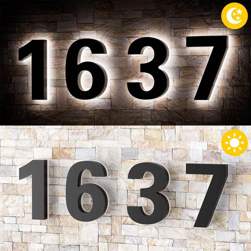LLtronation 5 Inch Backlit House Numbers for Outside, Stainless Steel,