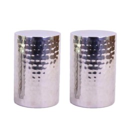 Hosley Modern Elegance Set of 2 Silver Color Pillar Candle Holders (6" High) Versatile Candle Stands Also Perfect as Vases Stylish Home Decor Accent for Ambiance and Gifting