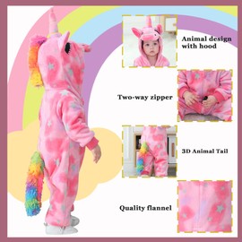 Doladola Baby Romper with Hood Flannel Jumpsuit for Boys Girls Animal Unicorn Overall for Children, star