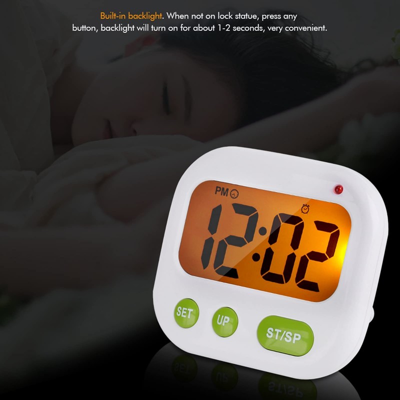 QANYEGN Digital Kitchen Timer, Music Vibration Digital LCD Alarm Clock,